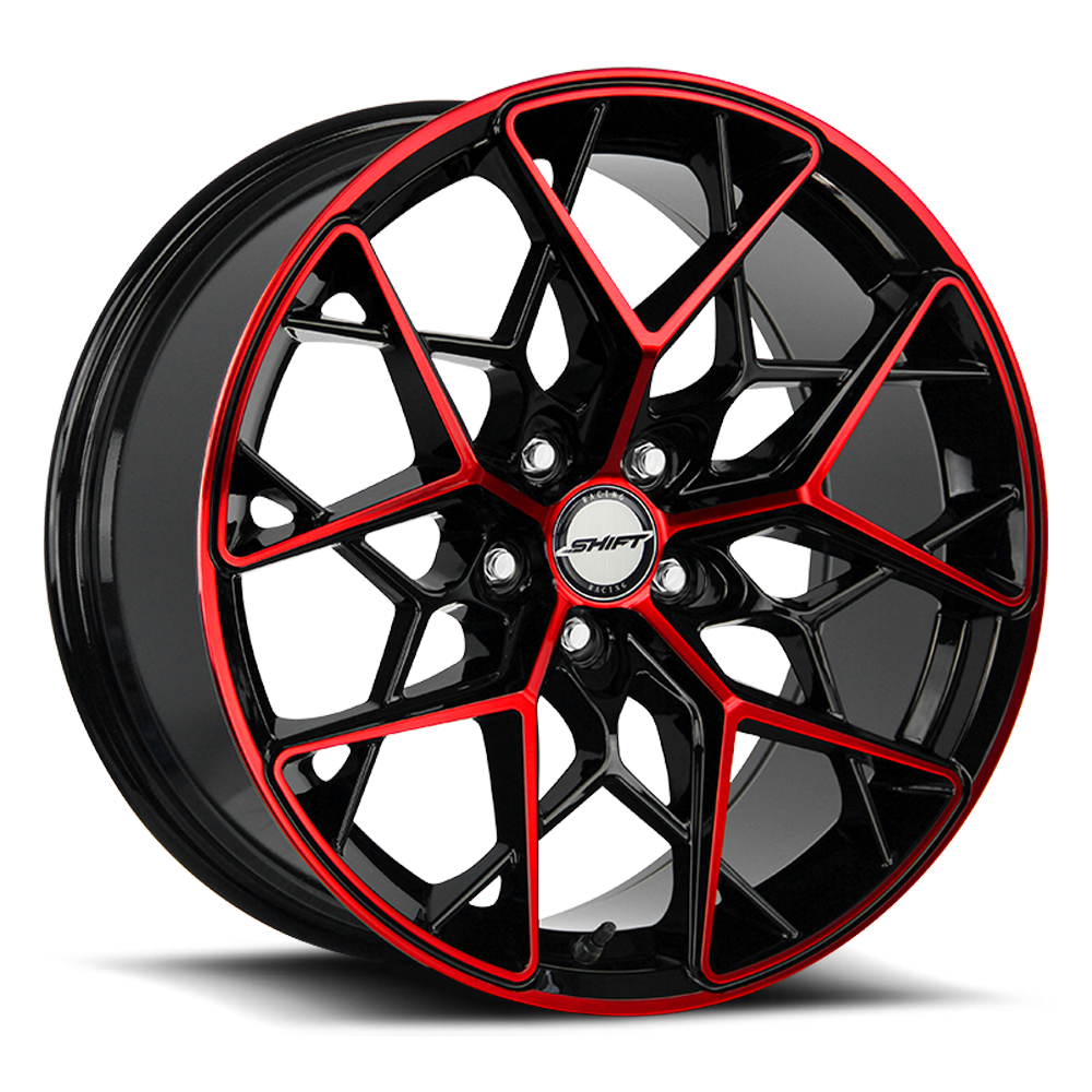 SHIFT H35 PISTON 18X8.5 35MM 5X108 GLOSS BLACK CANDY RED MACHINE | H35850835GBMR