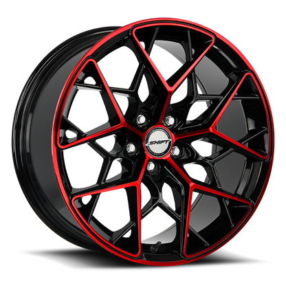 SHIFT H35 PISTON 18X8.5 35MM 5X120 GLOSS BLACK CANDY RED MACHINE | H35852035GBMR
