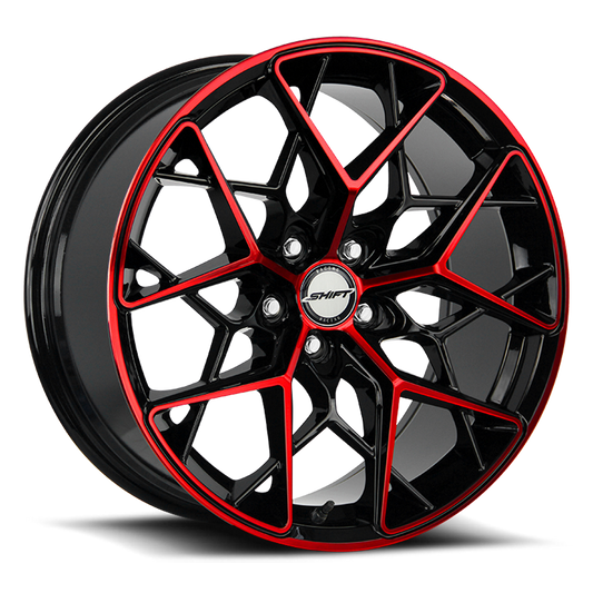 SHIFT H35 PISTON 18X8.5 35MM 5X120 GLOSS BLACK CANDY RED MACHINE | H35852035GBMR