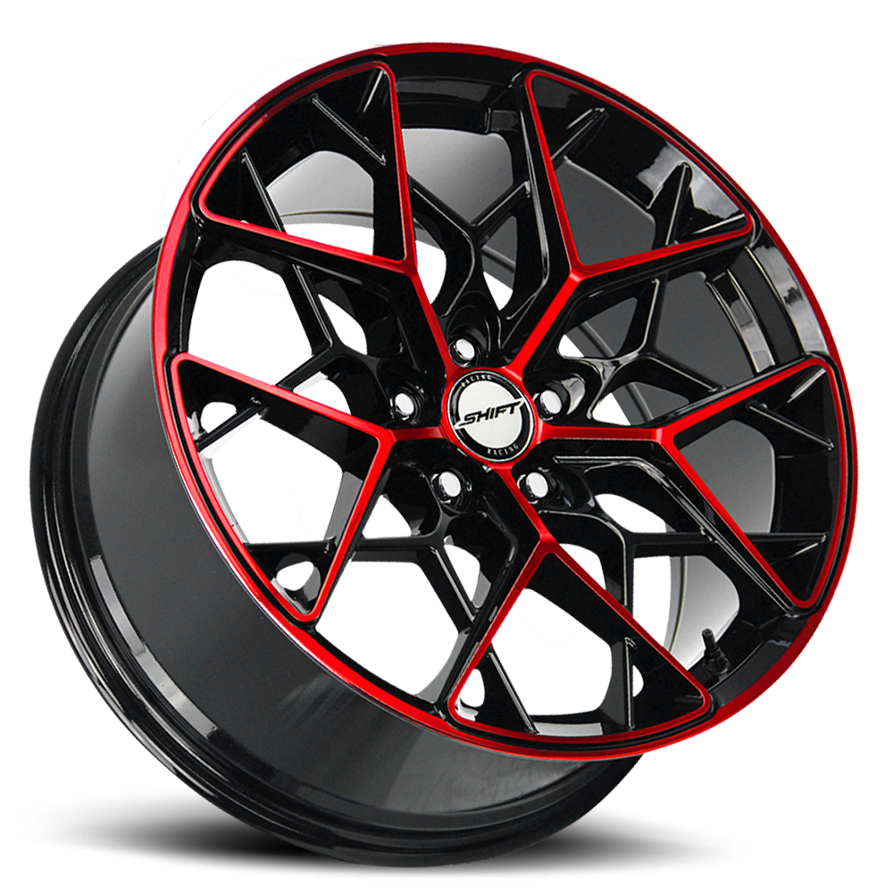 SHIFT H35 PISTON 18X8.5 32MM 5X112 GLOSS BLACK CANDY RED MACHINE | H35851232GBMR