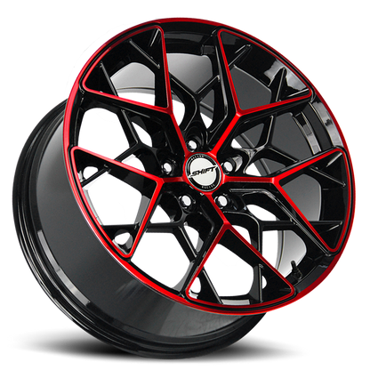 SHIFT H35 PISTON 18X8.5 32MM 5X112 GLOSS BLACK CANDY RED MACHINE | H35851232GBMR
