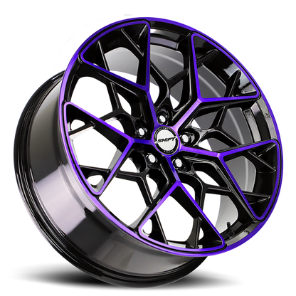 SHIFT H35 PISTON 18X8.5 35MM 5X100 GLOSS BLACK PURPLE MACHINED | H35850035GBMP