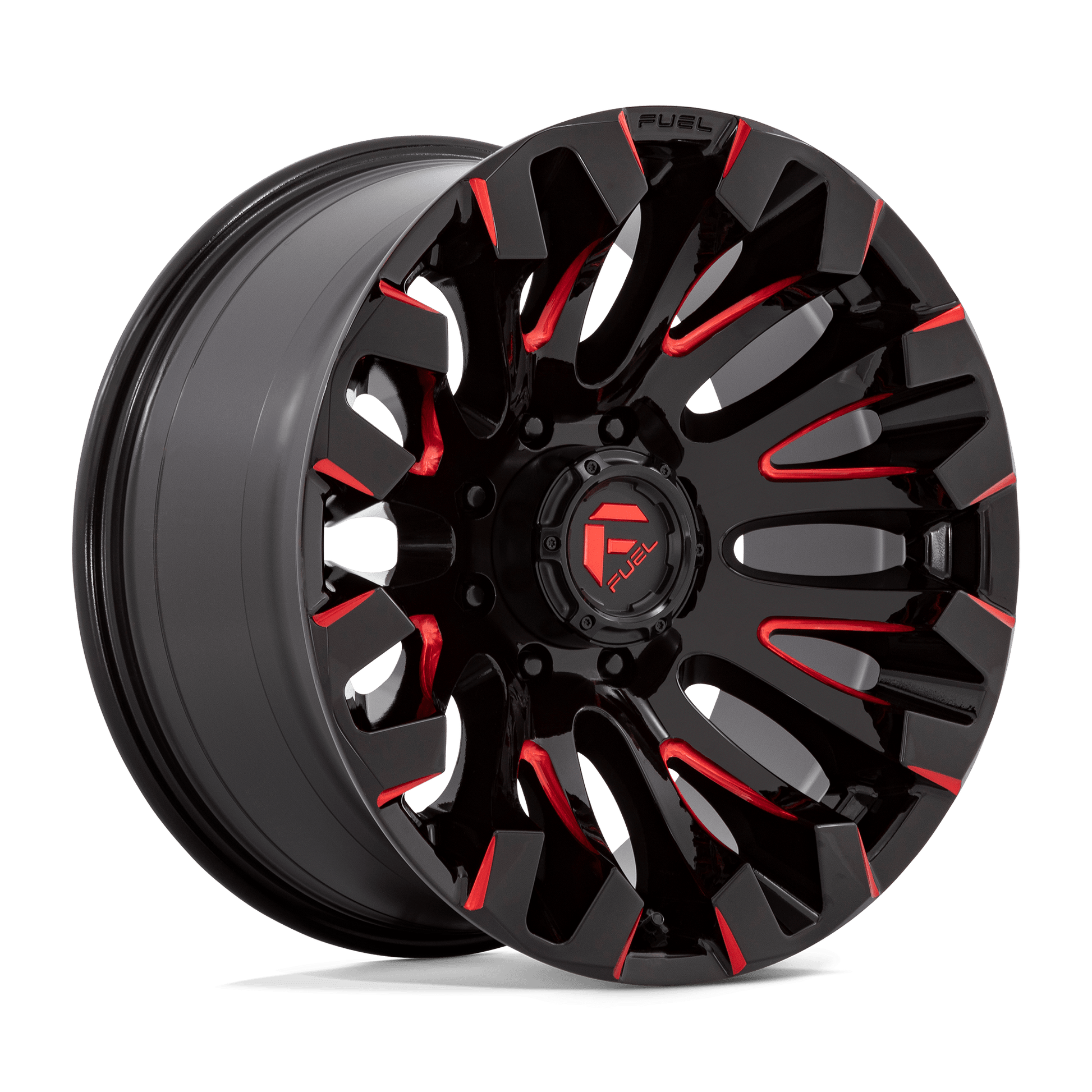 FUEL 1PC D829 QUAKE 20X10 -18 8X180/8X7.1 GLOSS BLACK MILLED RED TINT