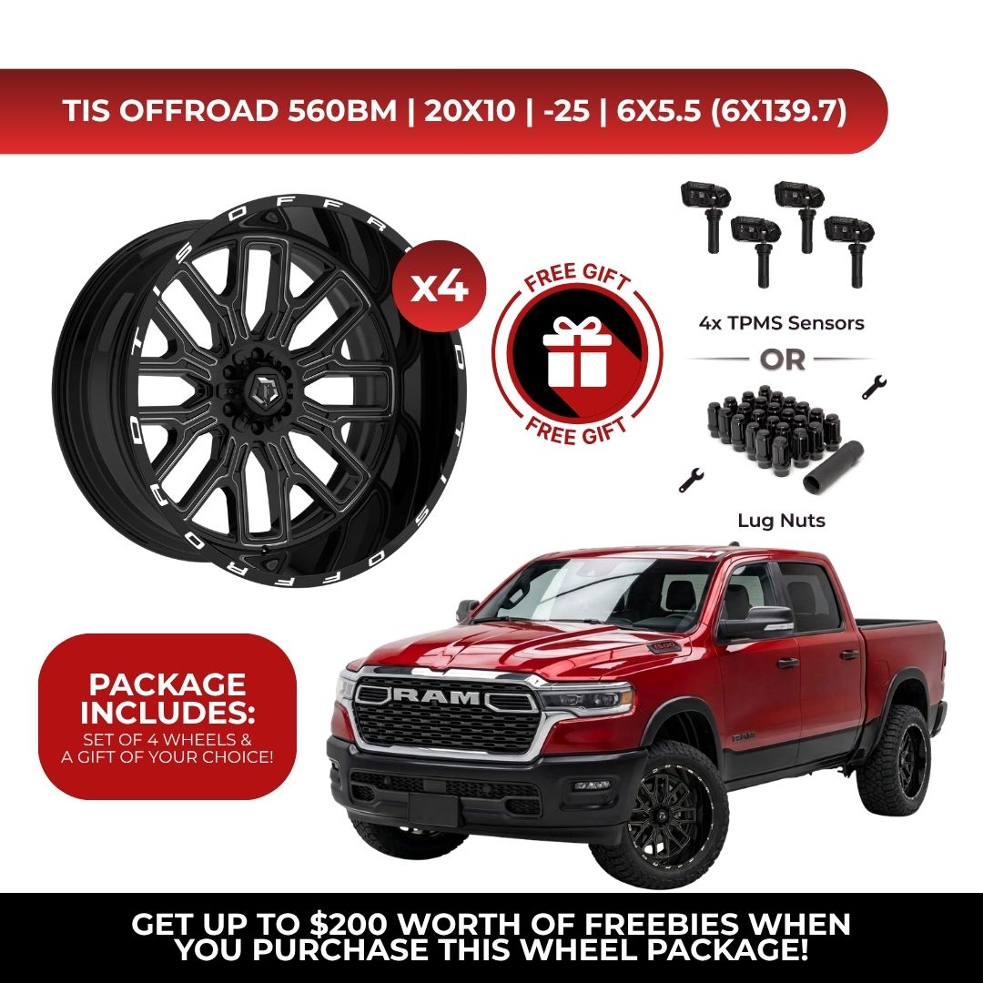 TIS 560BM 20x10 -25 6x139.7 4pcs | Fits RAM 1500 | Free TPMS Sensors or Lug Nuts
