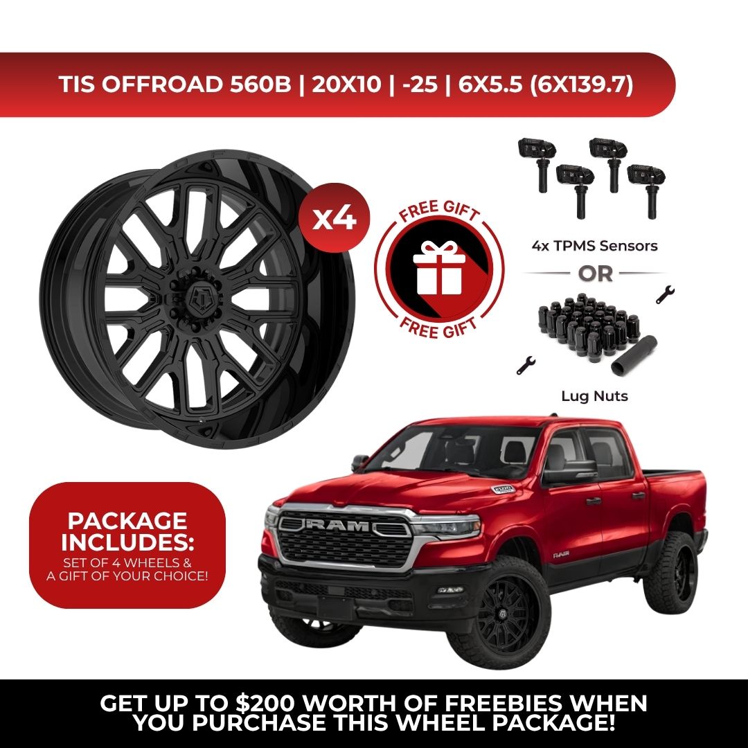 TIS 560B 20x10 -25 6x139.7 4pcs | Fits RAM 1500 | Free TPMS Sensors or Lug Nuts