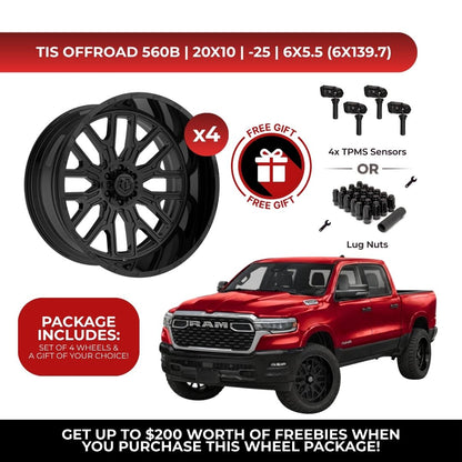 TIS 560B 20x10 -25 6x139.7 4pcs | Fits RAM 1500 | Free TPMS Sensors or Lug Nuts