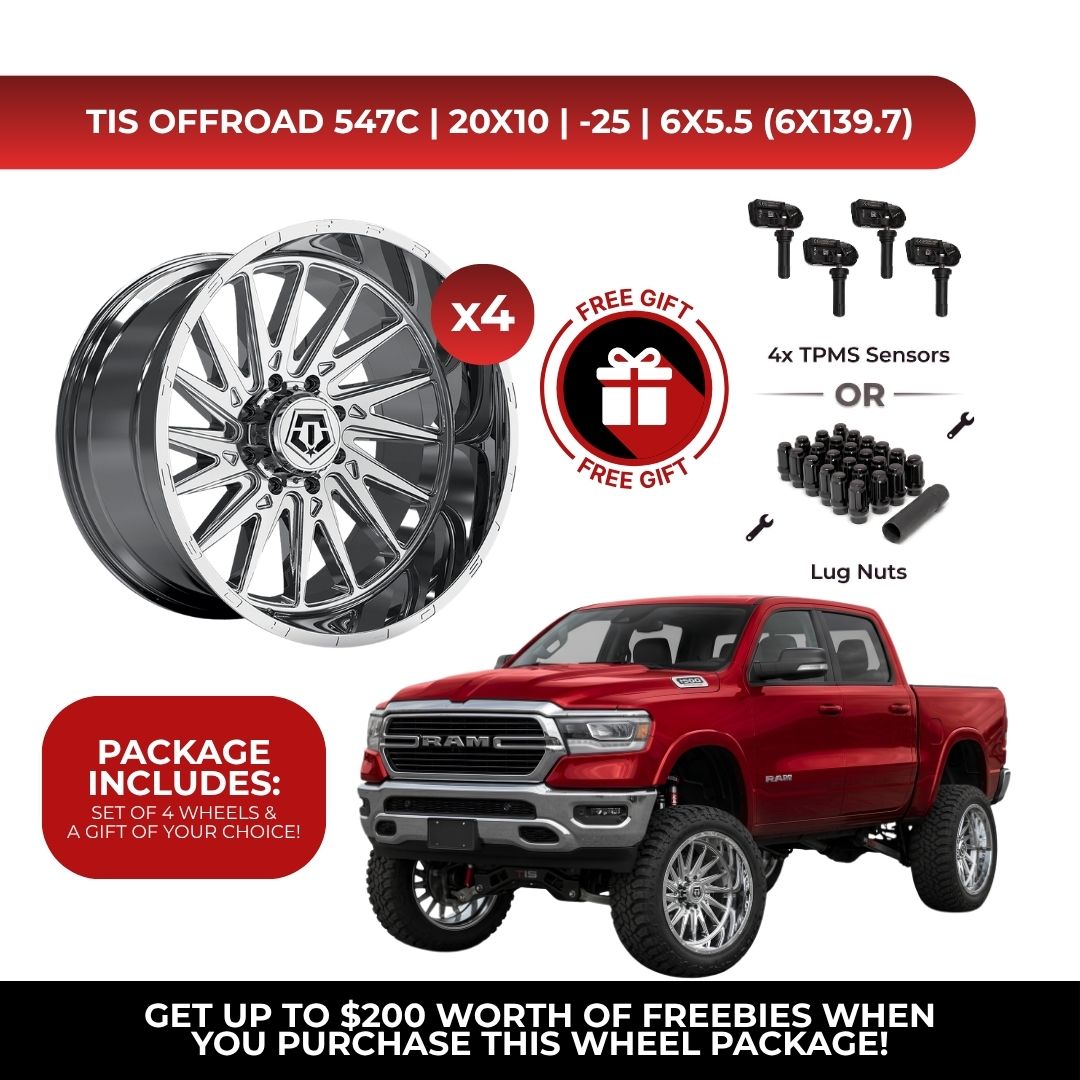 TIS 547C 20x10 -25 6x139.7 4pcs | Fits RAM 1500 | Free TPMS Sensors or Lug Nuts