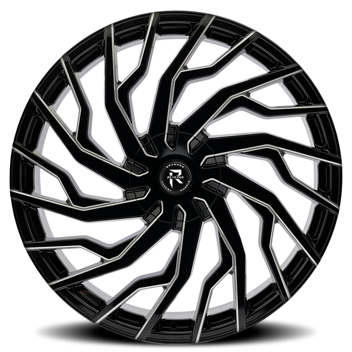 REVENGE LUXURY RL-101 22X8.5 35 5X112/5X114.3 BLACK MILLED WINDOWS