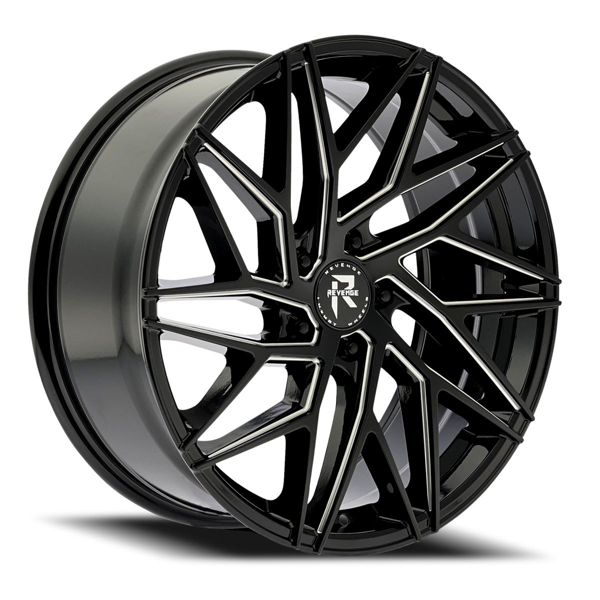 REVENGE LUXURY RL-102 22X9 35 5X120 BLACK MILLED WINDOWS