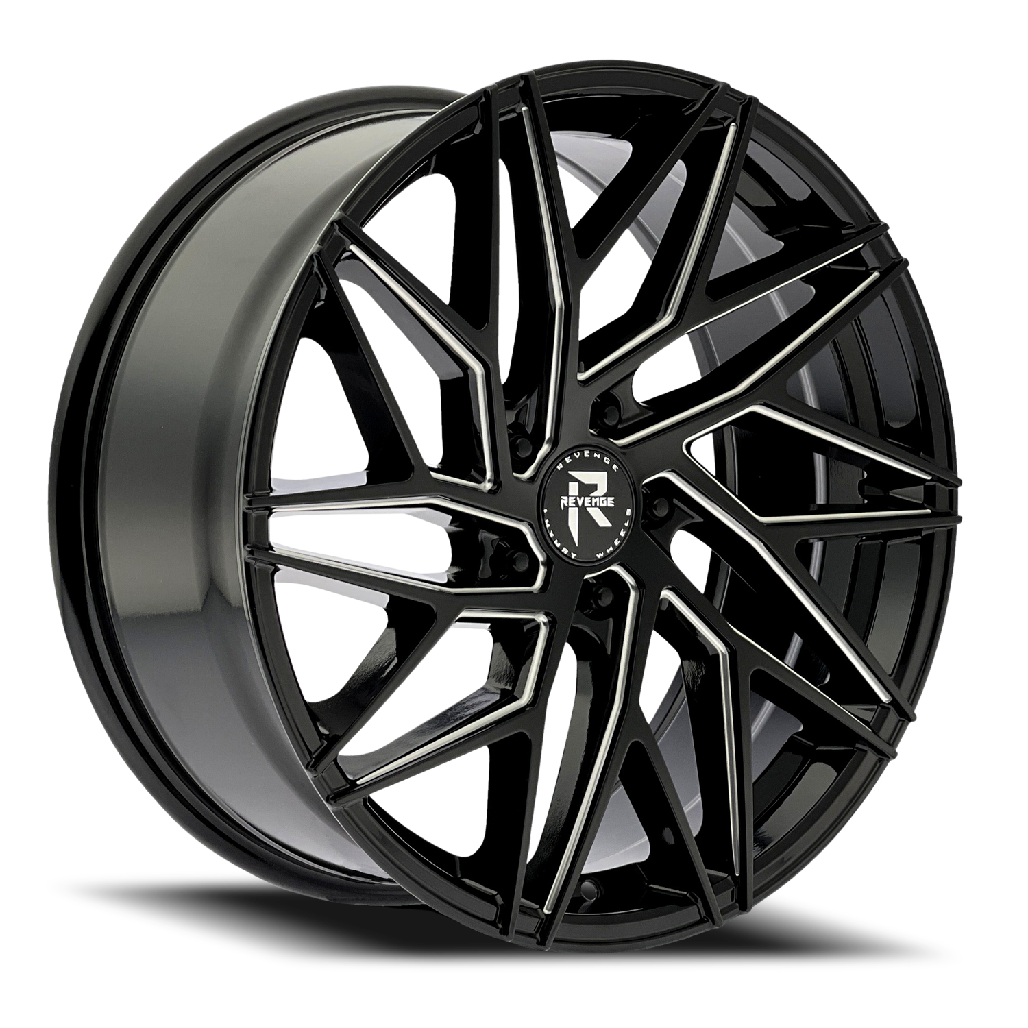 REVENGE LUXURY RL-102 22X9 35 5X120 BLACK MILLED WINDOWS