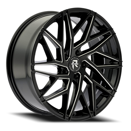 REVENGE LUXURY RL-102 22X9 20 5X115 BLACK MILLED WINDOWS