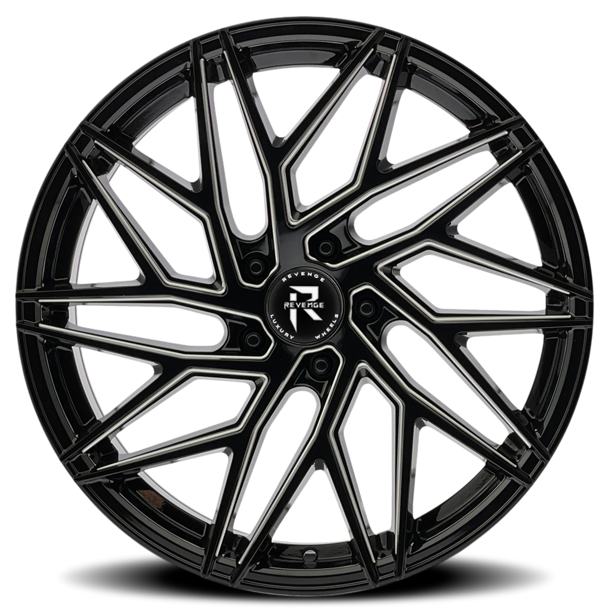 REVENGE LUXURY RL-102 22X9 20 5X115 BLACK MILLED WINDOWS