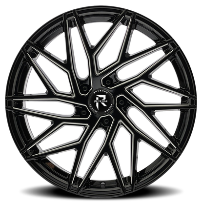 REVENGE LUXURY RL-102 22X9 20 5X115 BLACK MILLED WINDOWS