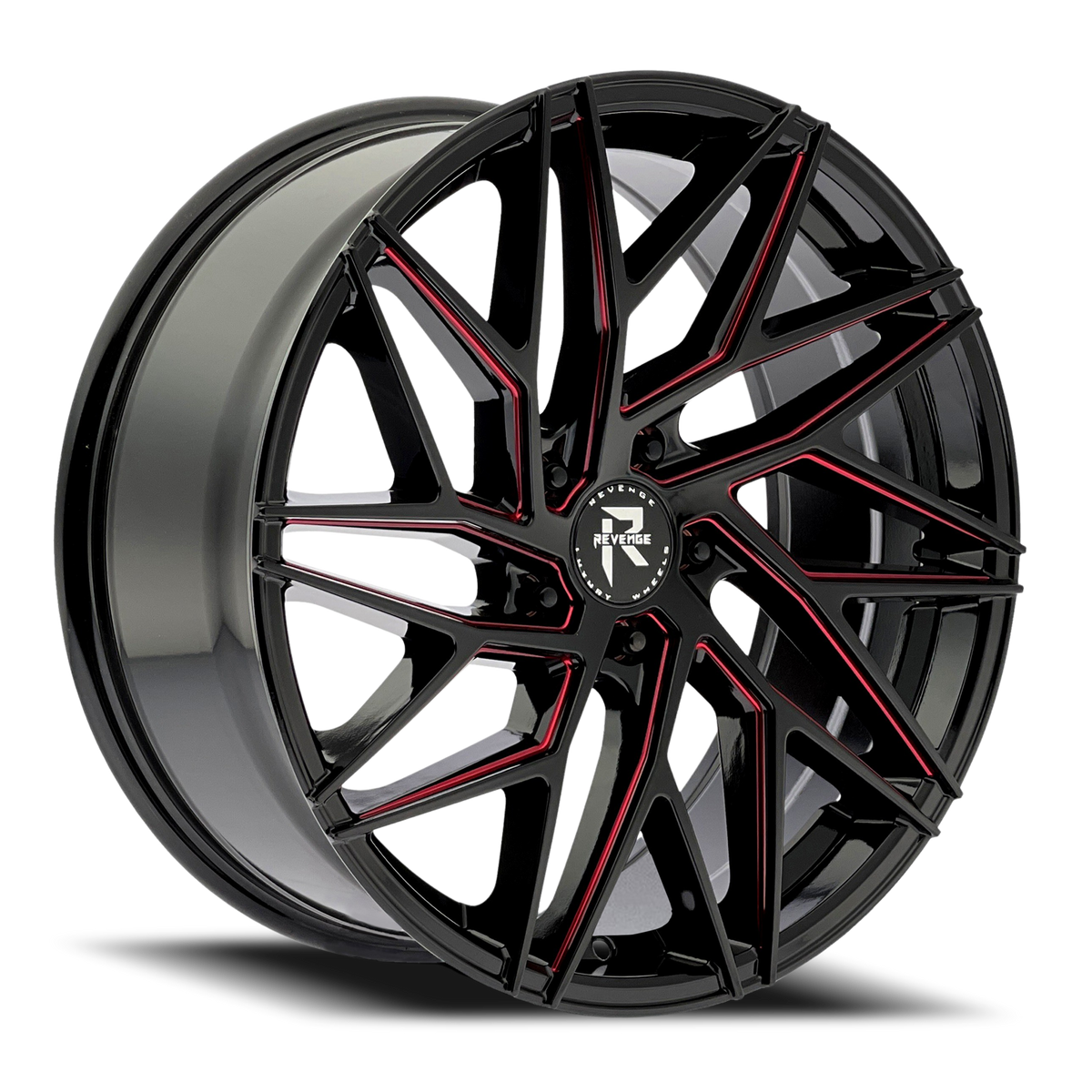 REVENGE LUXURY RL-102 22X9 35 5X112 BLACK RED MILLED