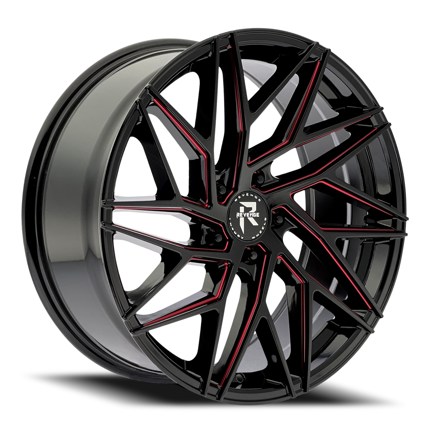 REVENGE LUXURY RL-102 22X9 35 5X120 BLACK RED MILLED