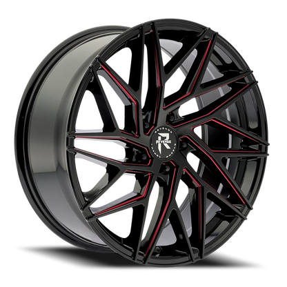 REVENGE LUXURY RL-102 22X9 35 5X120 BLACK RED MILLED