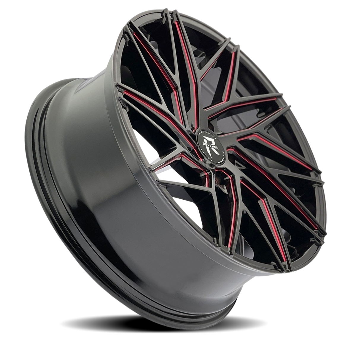 REVENGE LUXURY RL-102 22X9 20 5X115 BLACK RED MILLED
