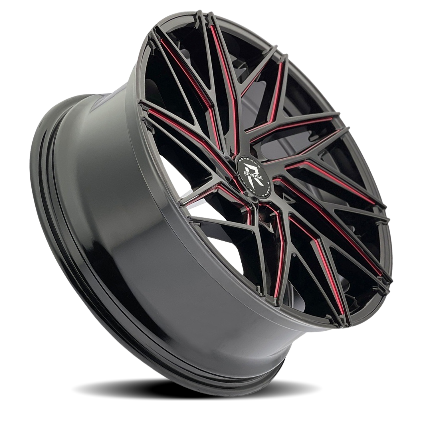 REVENGE LUXURY RL-102 22X9 35 5X120 BLACK RED MILLED