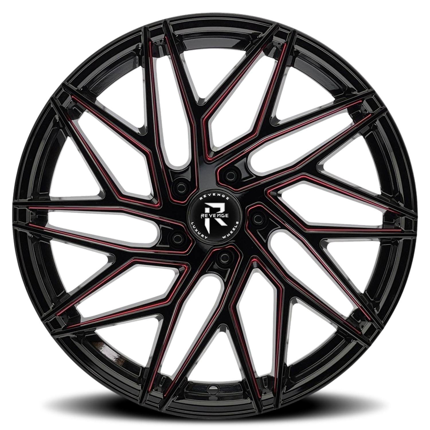 REVENGE LUXURY RL-102 22X9 20 5X115 BLACK RED MILLED