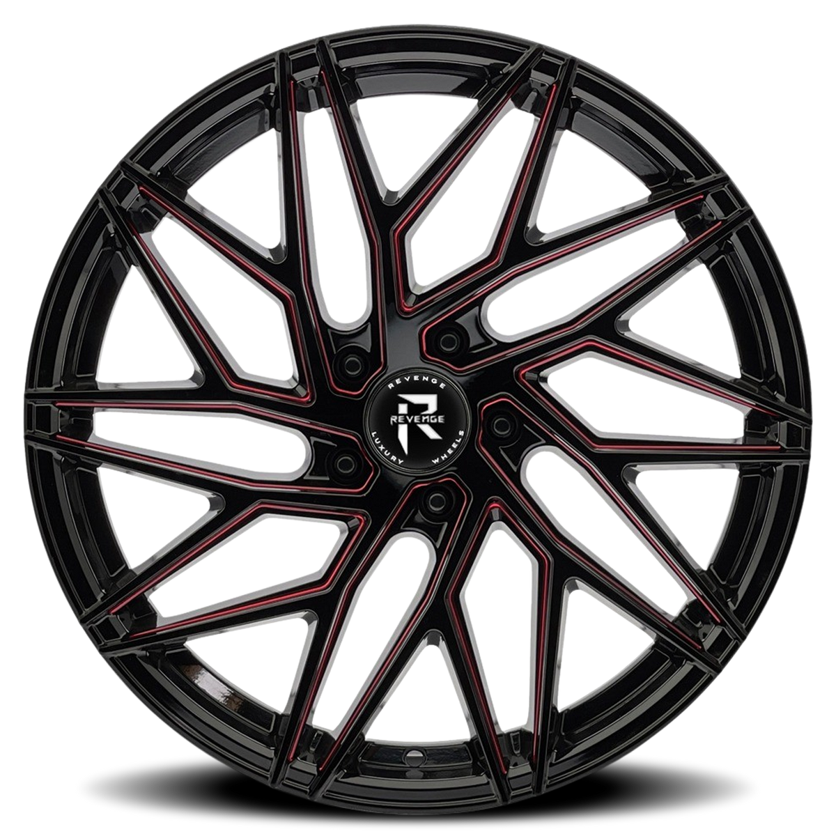 REVENGE LUXURY RL-102 22X9 35 5X112 BLACK RED MILLED