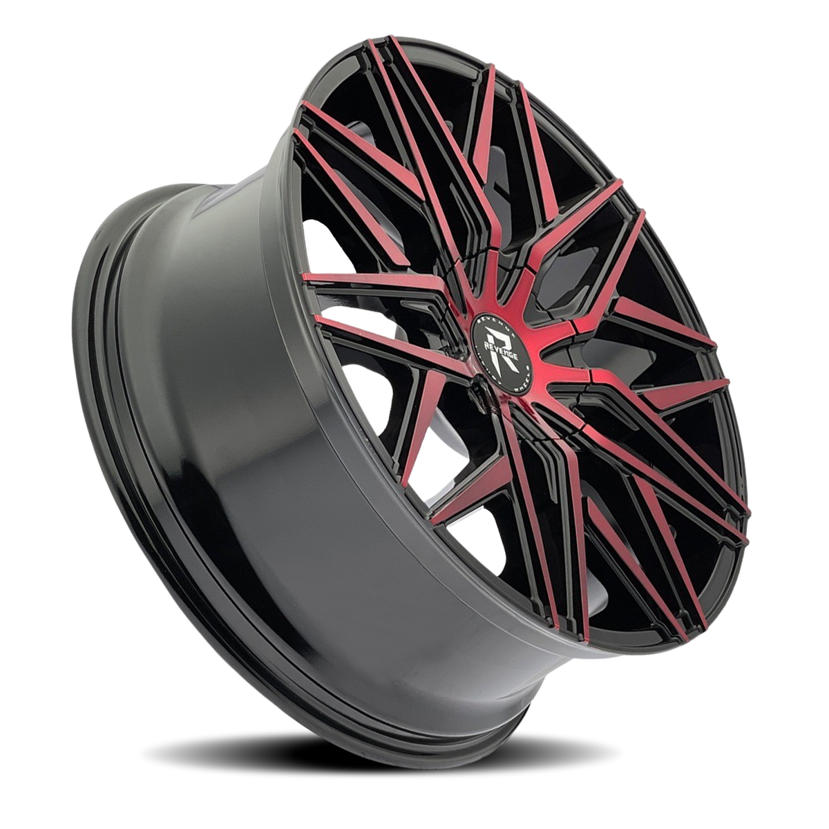 REVENGE LUXURY RL-104 18X8 35 5X120/5X114.3 BLACK RED FACE