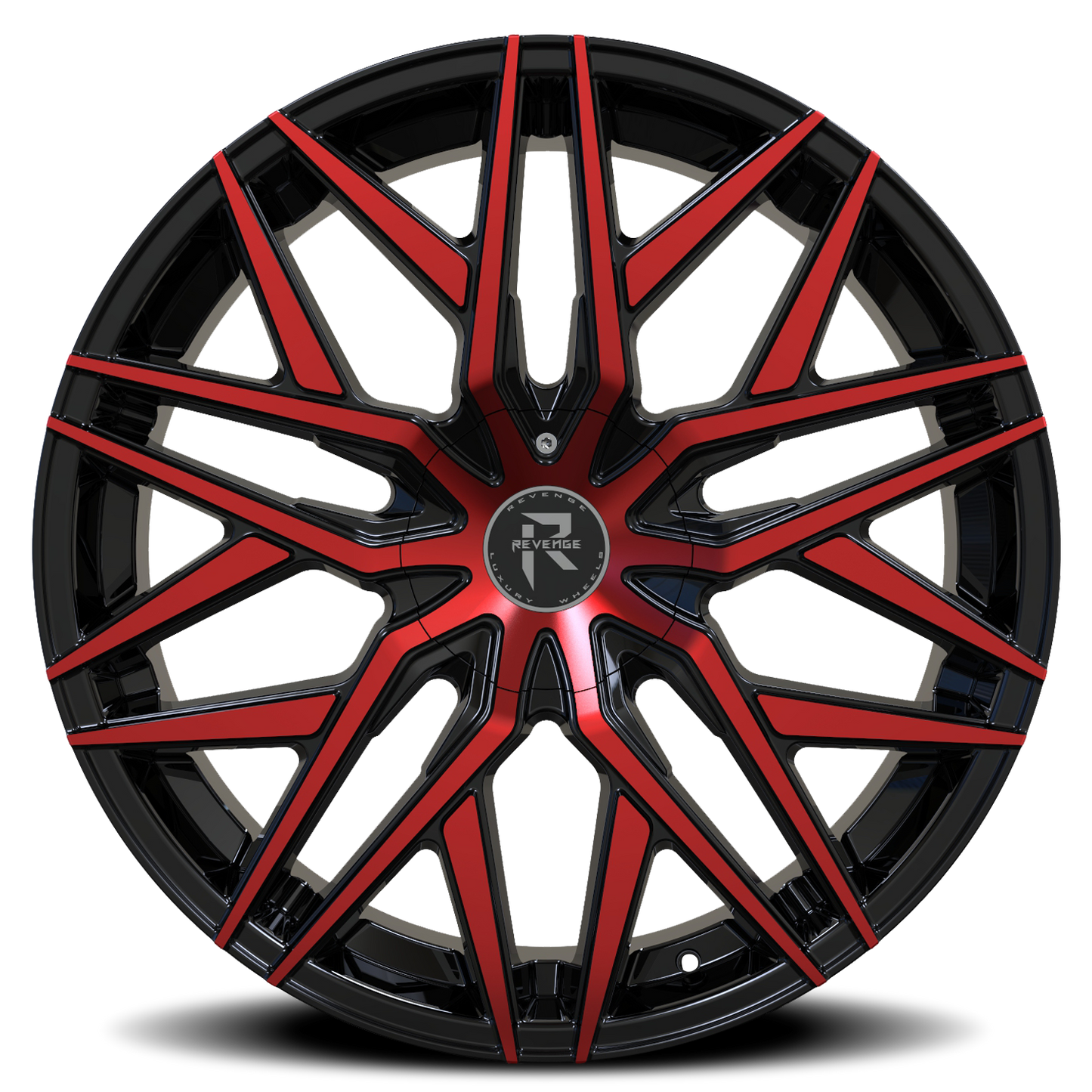 REVENGE LUXURY RL-104 18X8 35 5X120/5X114.3 BLACK RED FACE