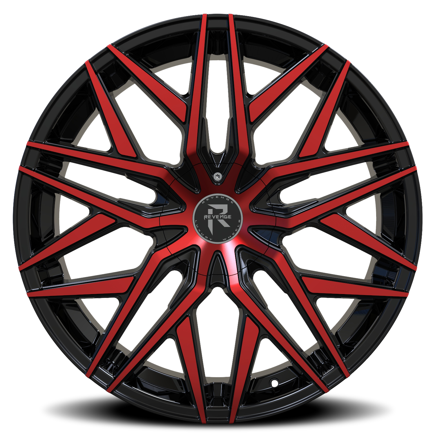 REVENGE LUXURY RL-104 18X8 35 5X120/5X114.3 BLACK RED FACE