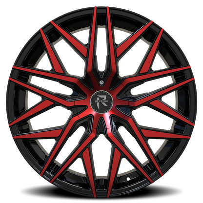 REVENGE LUXURY RL-104 18X8 35 5X120/5X114.3 BLACK RED FACE
