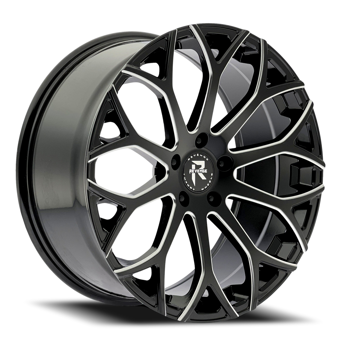 REVENGE LUXURY RL-105 22X9 35 5X120 BLACK MILLED WINDOWS
