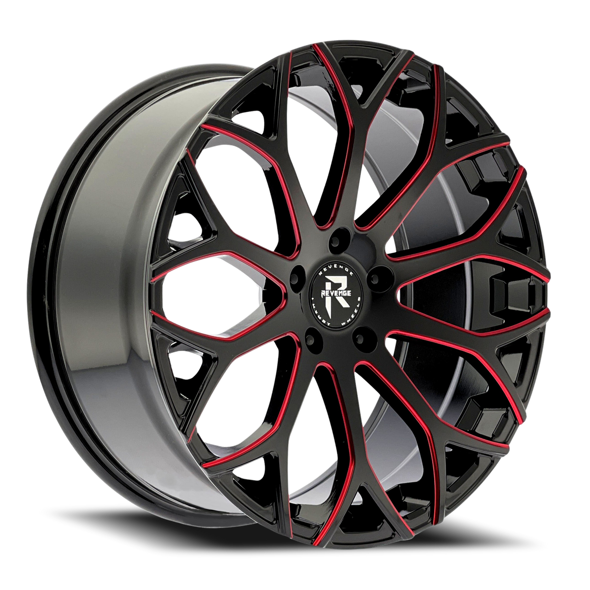 REVENGE LUXURY RL-105 22X9 35 5X120 BLACK RED MILLED