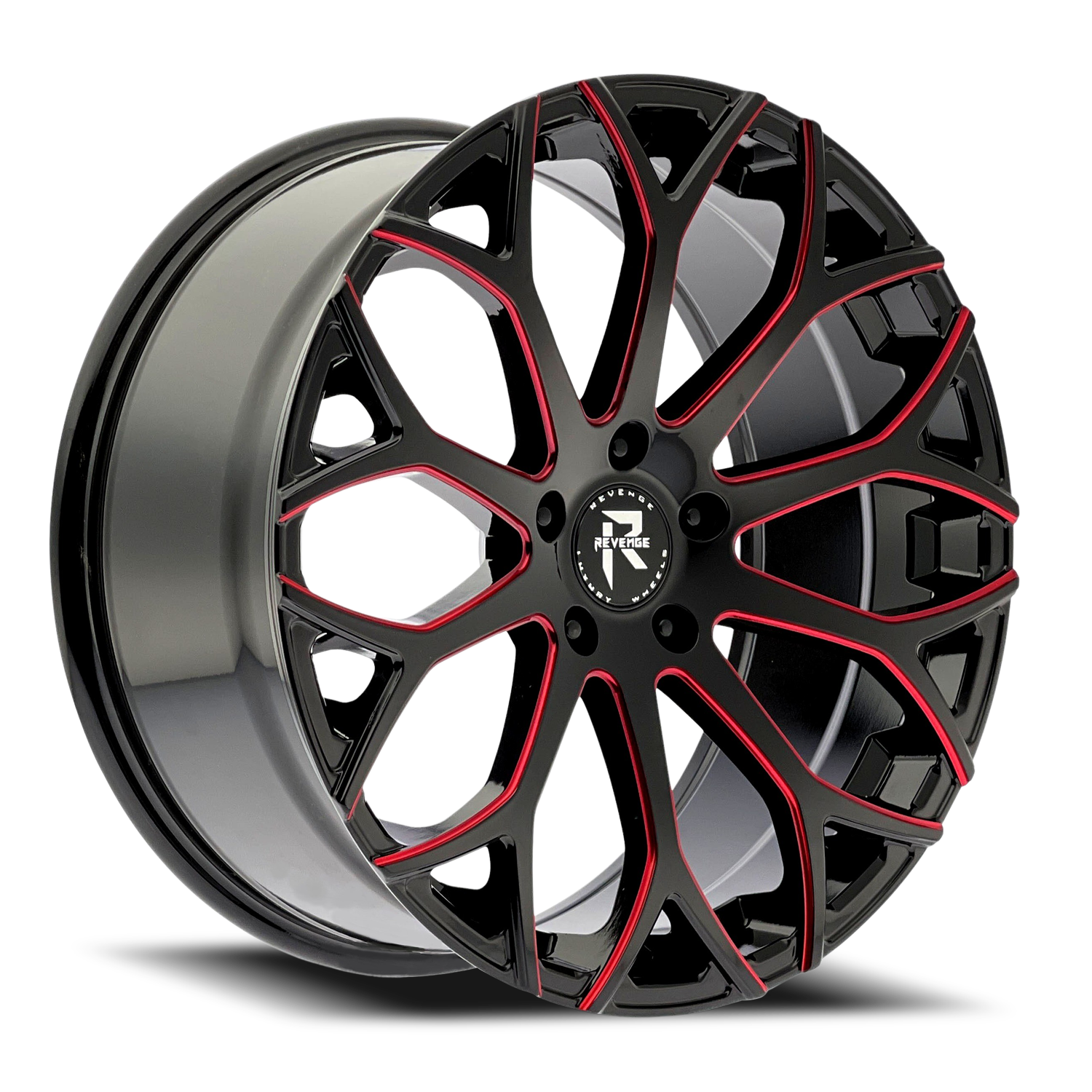 REVENGE LUXURY RL-105 22X9 35 5X120 BLACK RED MILLED