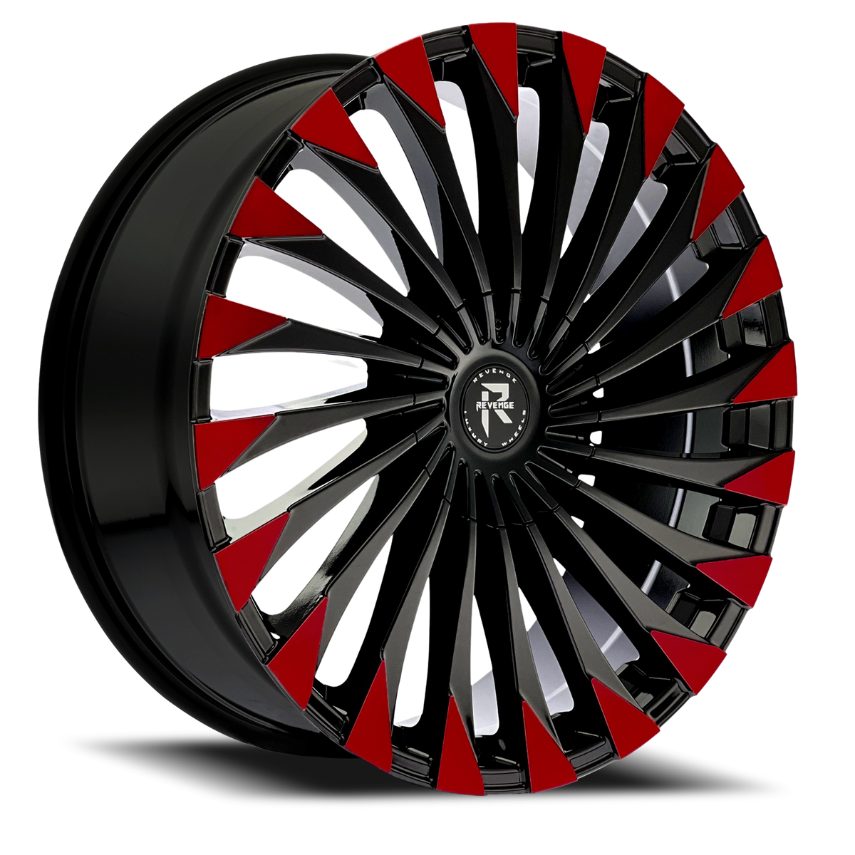 REVENGE LUXURY RL-106 20X8.5 35 5X108/5X114.3 BLACK RED FACE