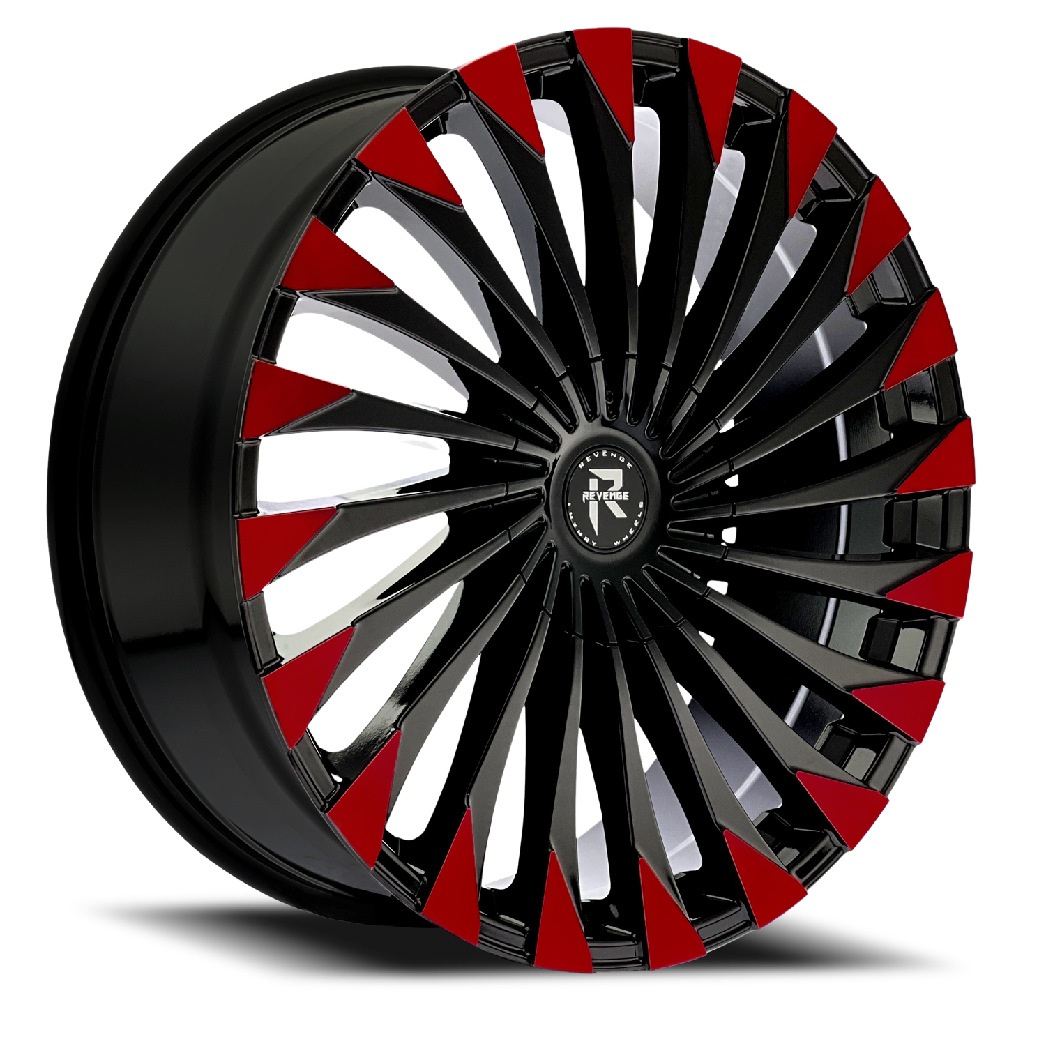 REVENGE LUXURY RL-106 20X8.5 35 5X108/5X114.3 BLACK RED FACE