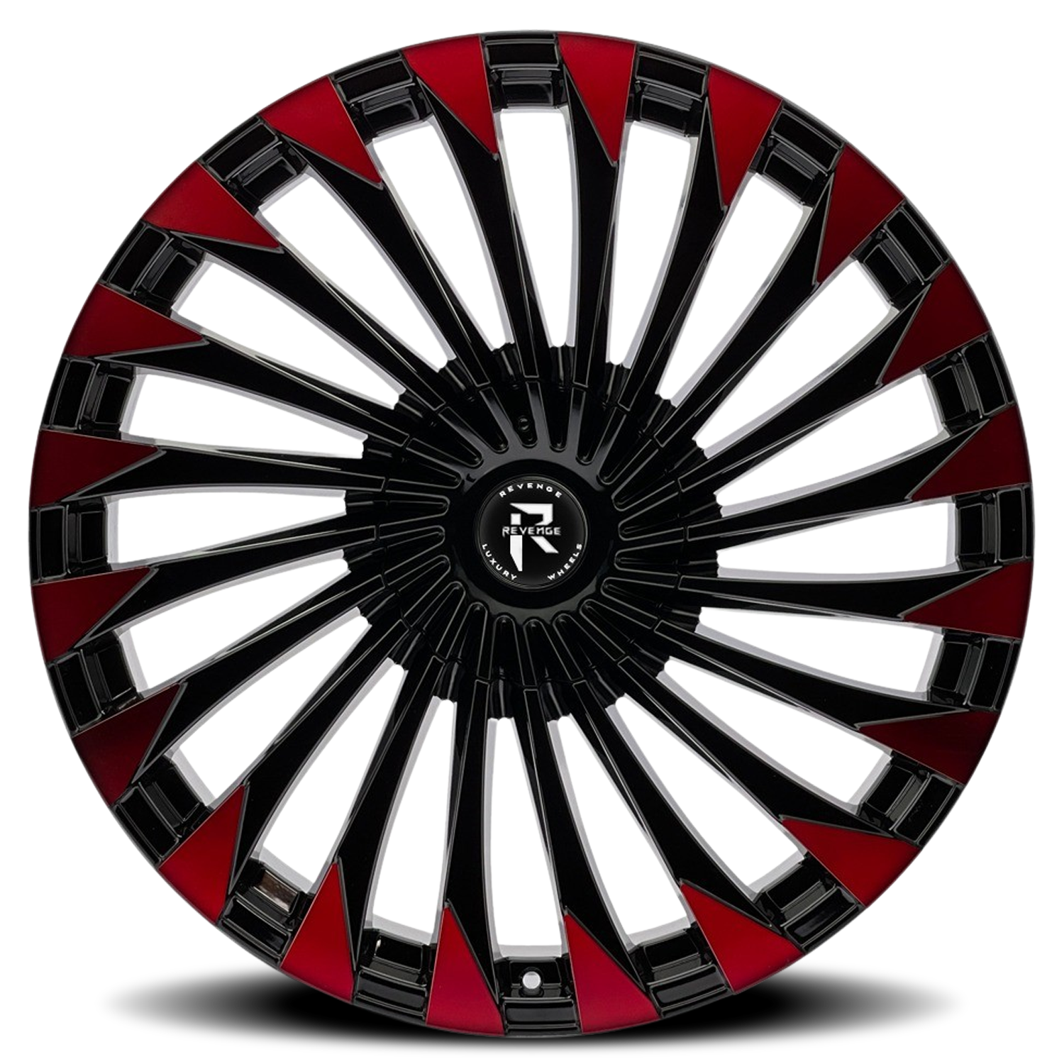 REVENGE LUXURY RL-106 20X8.5 35 5X108/5X114.3 BLACK RED FACE