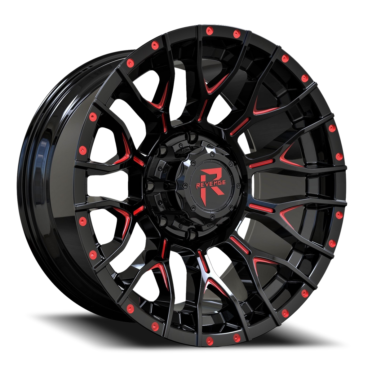 REVENGE OFFROAD RV201 20X10 -19 5X127/5X139.7 BLACK RED MILLED