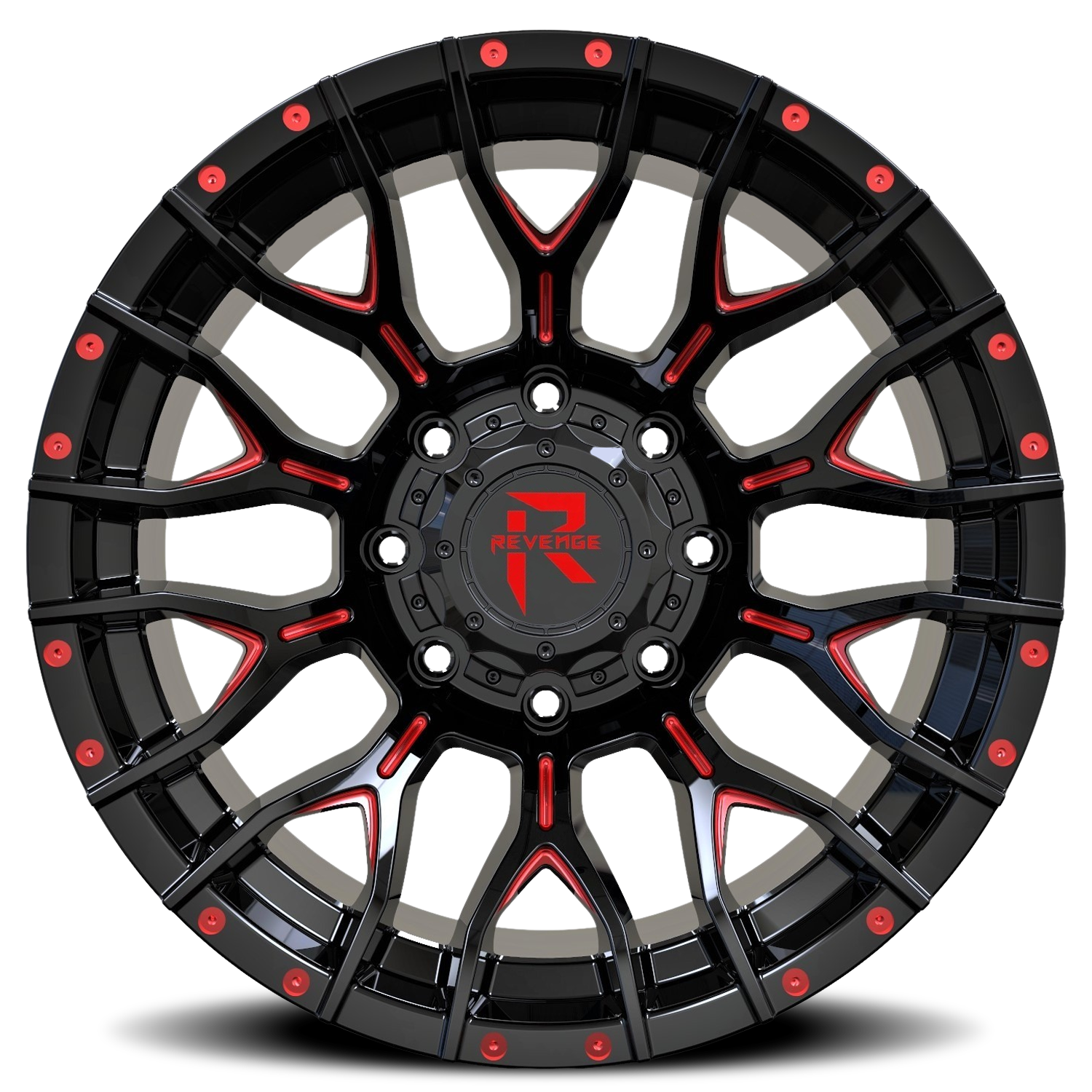 REVENGE OFFROAD RV201 22X12 -44 5X139.7/5X150 BLACK RED MILLED
