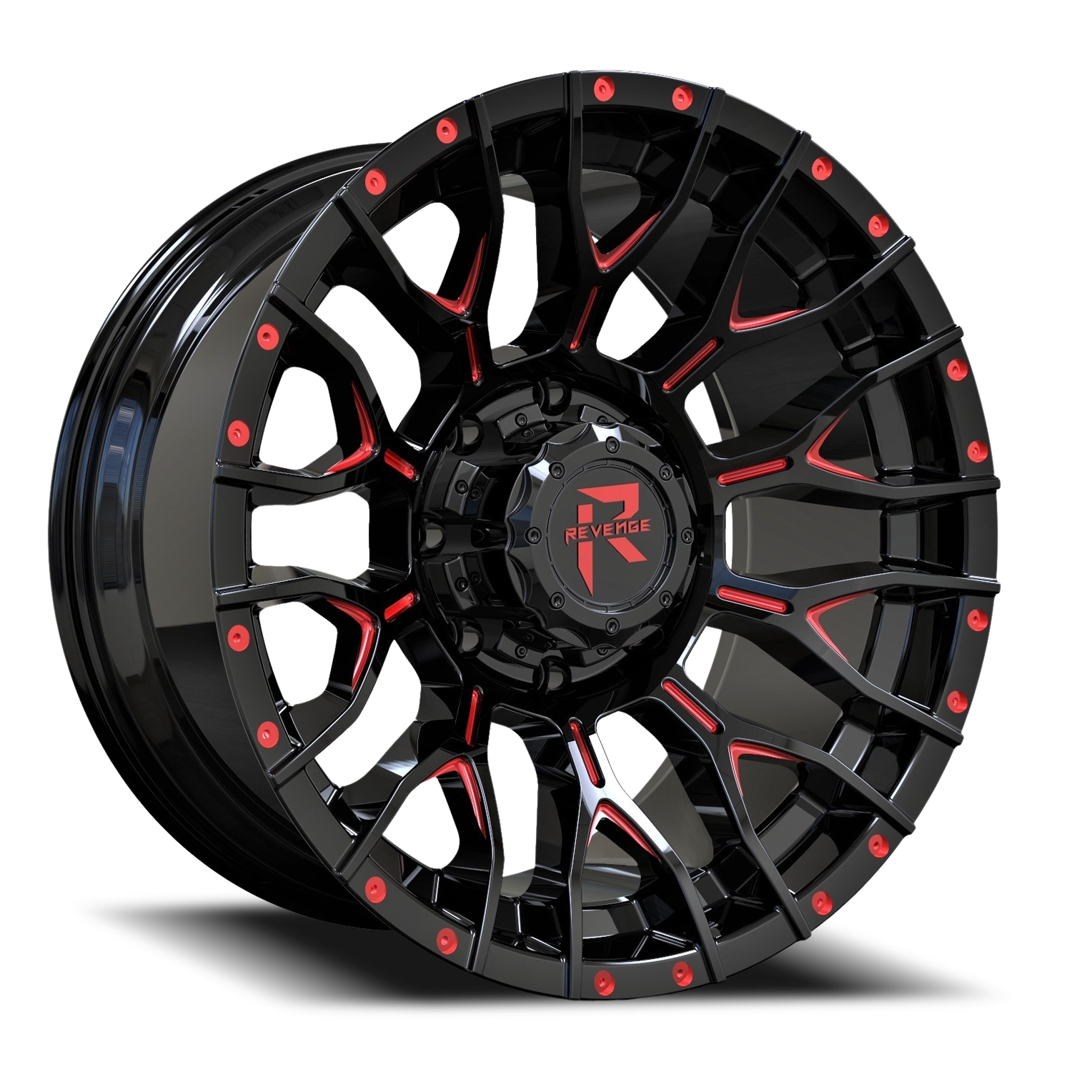 REVENGE OFFROAD RV201 20X9 0 6X135/6X139.7 BLACK RED MILLED