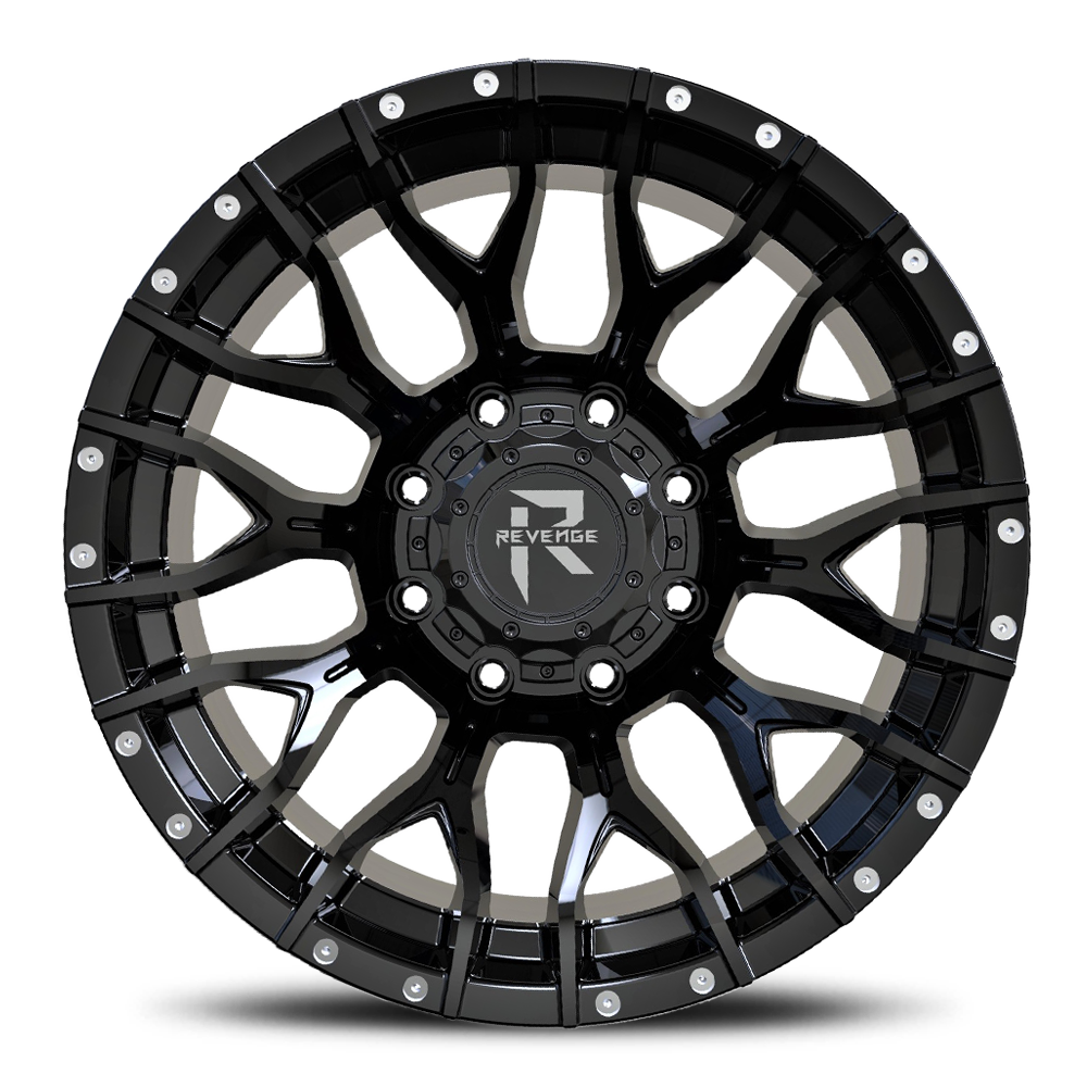 REVENGE OFFROAD RV201 22X12 -44 5X127/5X139.7 SATIN BLACK RIVETS