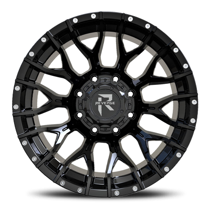 REVENGE OFFROAD RV201 20X9 0 6X135/6X139.7 SATIN BLACK RIVETS
