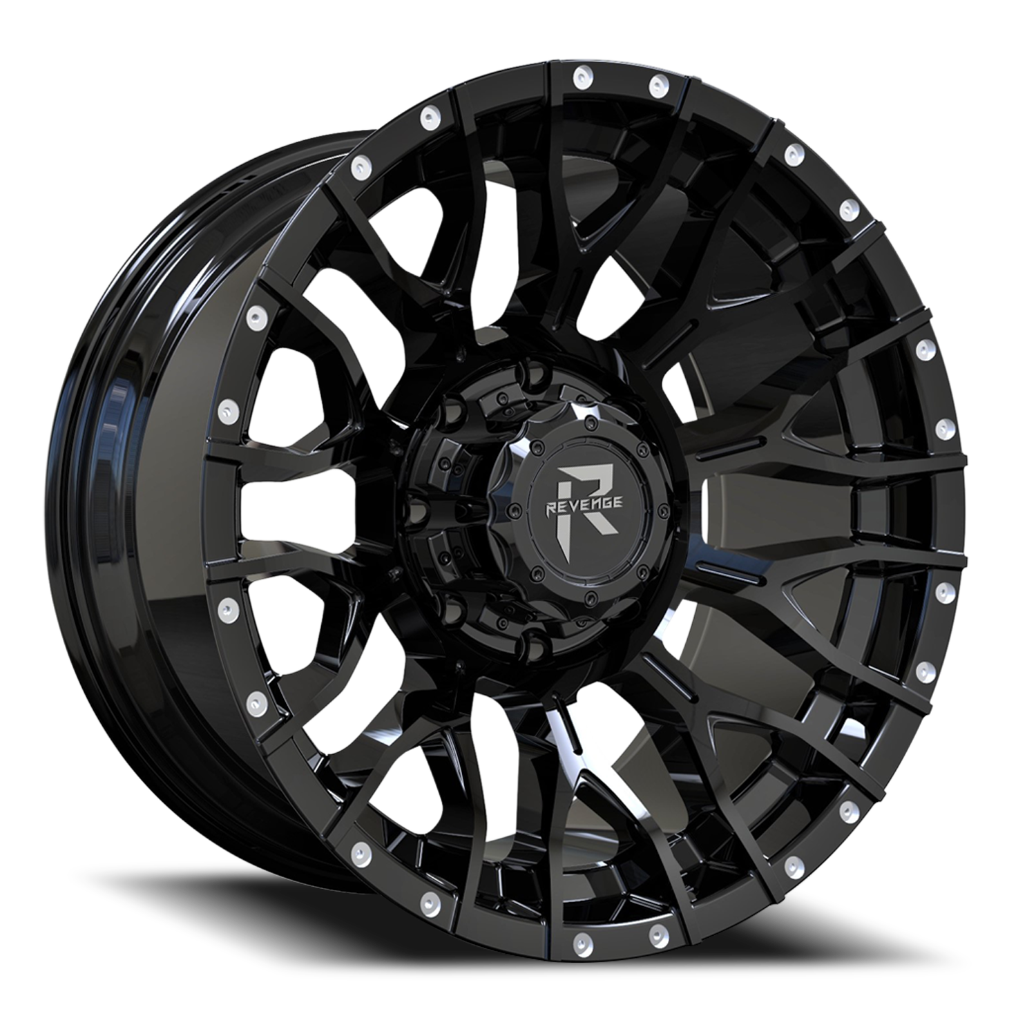 REVENGE OFFROAD RV201 20X9 0 8X170 SATIN BLACK RIVETS