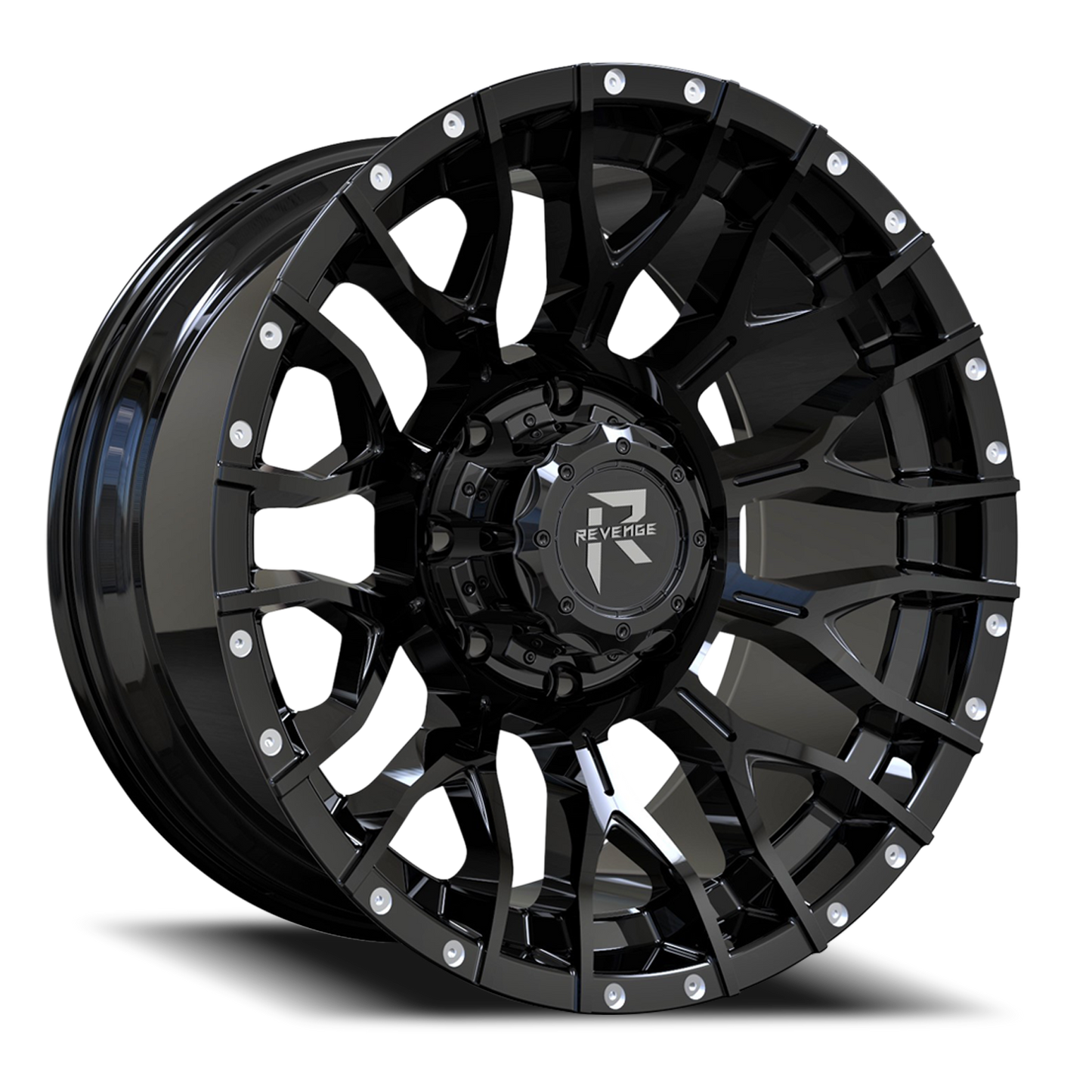 REVENGE OFFROAD RV201 22X12 -44 8X170 SATIN BLACK RIVETS