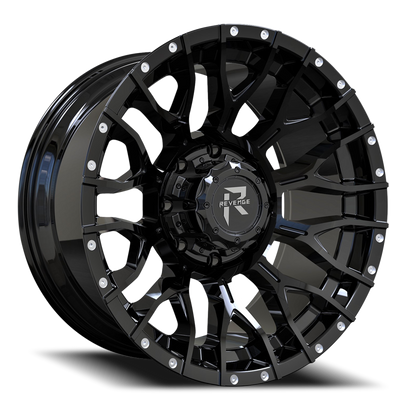 REVENGE OFFROAD RV201 22X12 -44 8X170 SATIN BLACK RIVETS