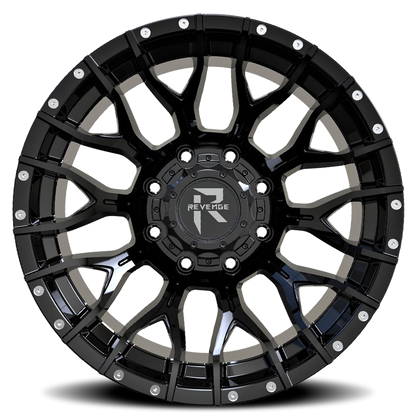 REVENGE OFFROAD RV201 22X12 -44 8X165.1 SATIN BLACK RIVETS