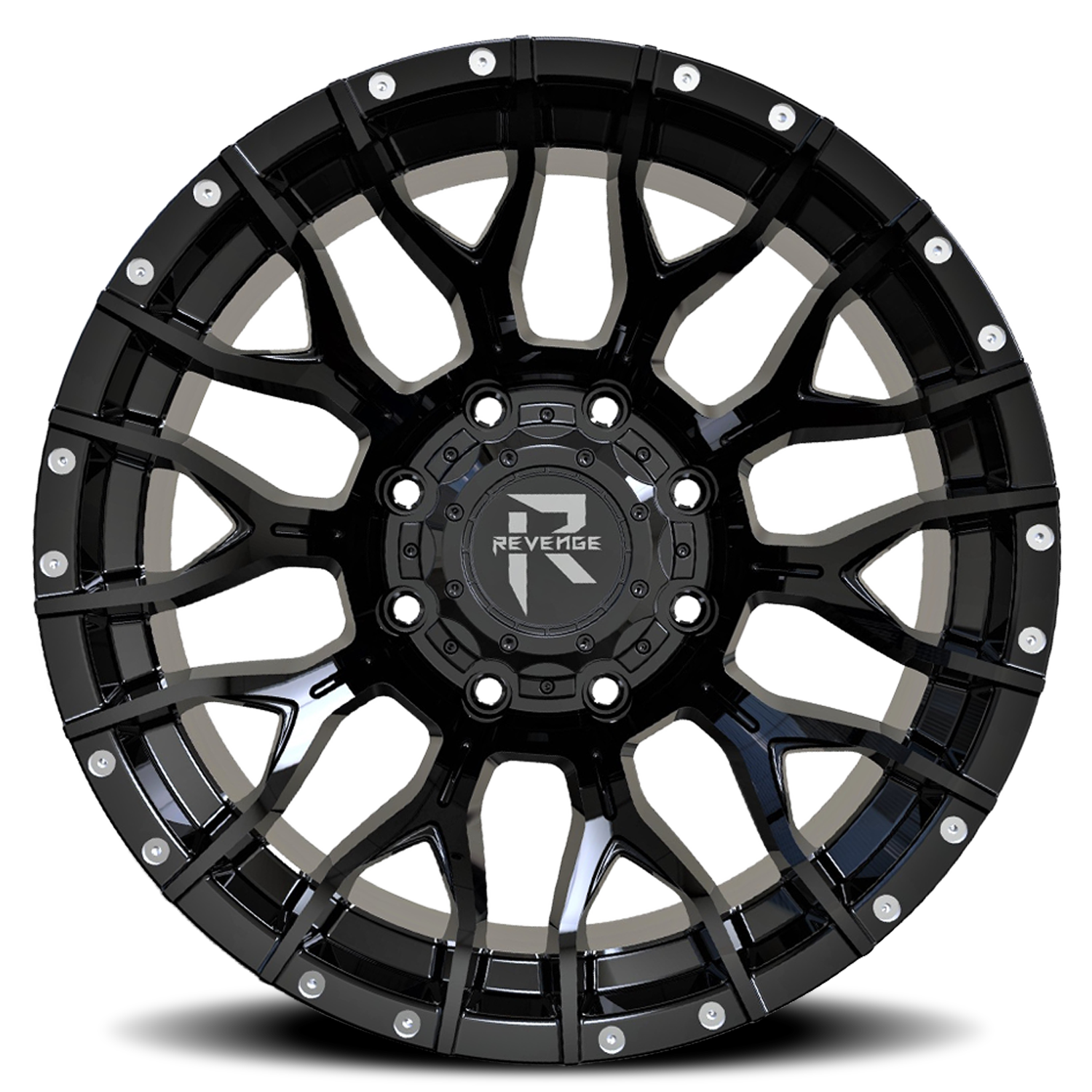 REVENGE OFFROAD RV201 22X12 -44 8X170 SATIN BLACK RIVETS