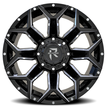 REVENGE OFFROAD RV202 22X12 -44 8X170 BLACK MILLED