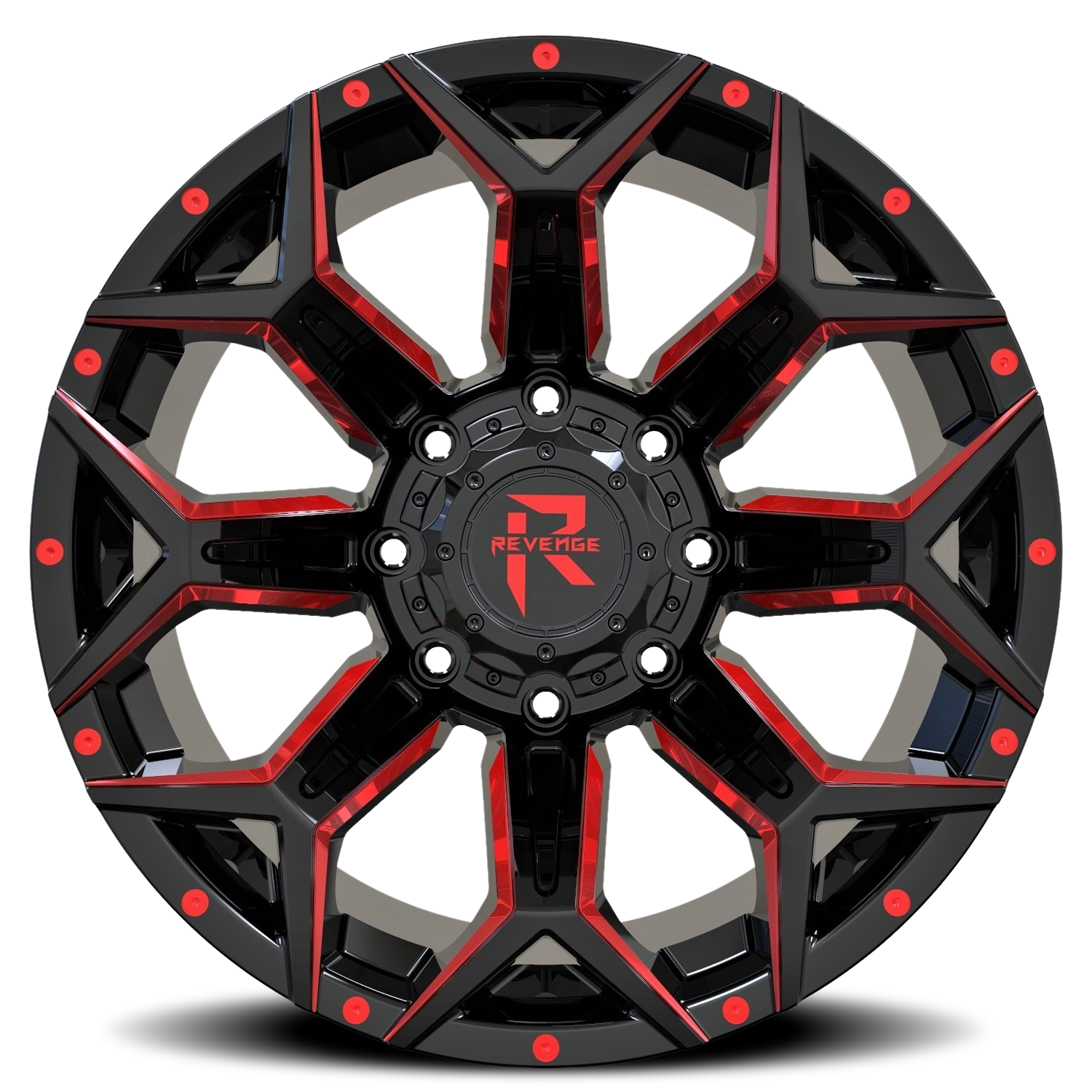 REVENGE OFFROAD RV202 20X10 -19 5X127/5X139.7 BLACK RED MILLED