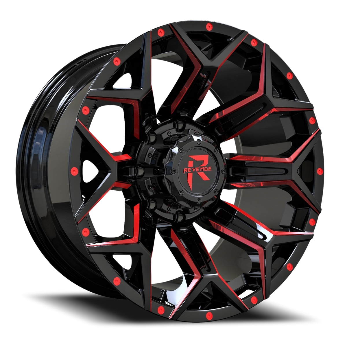 REVENGE OFFROAD RV202 20X10 -19 6X135/6X139.7 BLACK RED MILLED