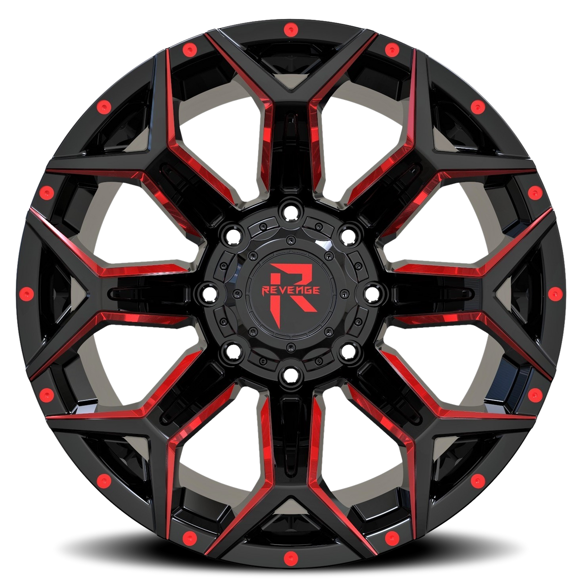 REVENGE OFFROAD RV202 20X10 -19 6X135/6X139.7 BLACK RED MILLED