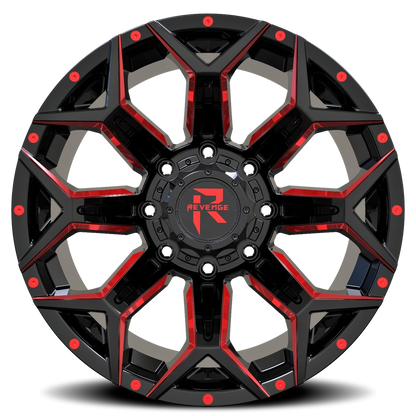 REVENGE OFFROAD RV202 20X10 -19 6X135/6X139.7 BLACK RED MILLED
