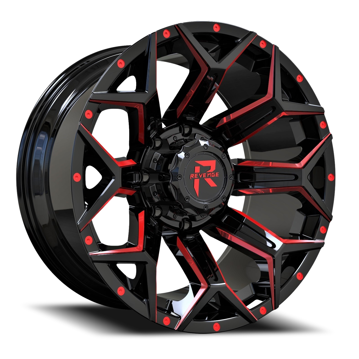 REVENGE OFFROAD RV202 22X10 -19 8X180 BLACK RED MILLED
